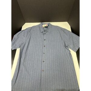 Vintage Hobie Shirt Mens L Large Blue Plaid Rayon Blend Short Sleeve Button Up